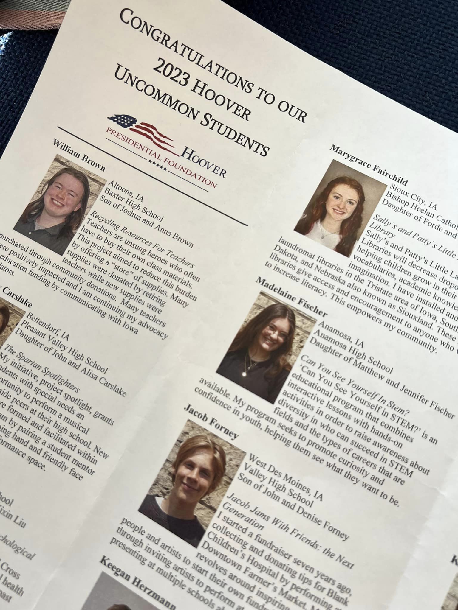 Herbert Hoover Student Award Winners!